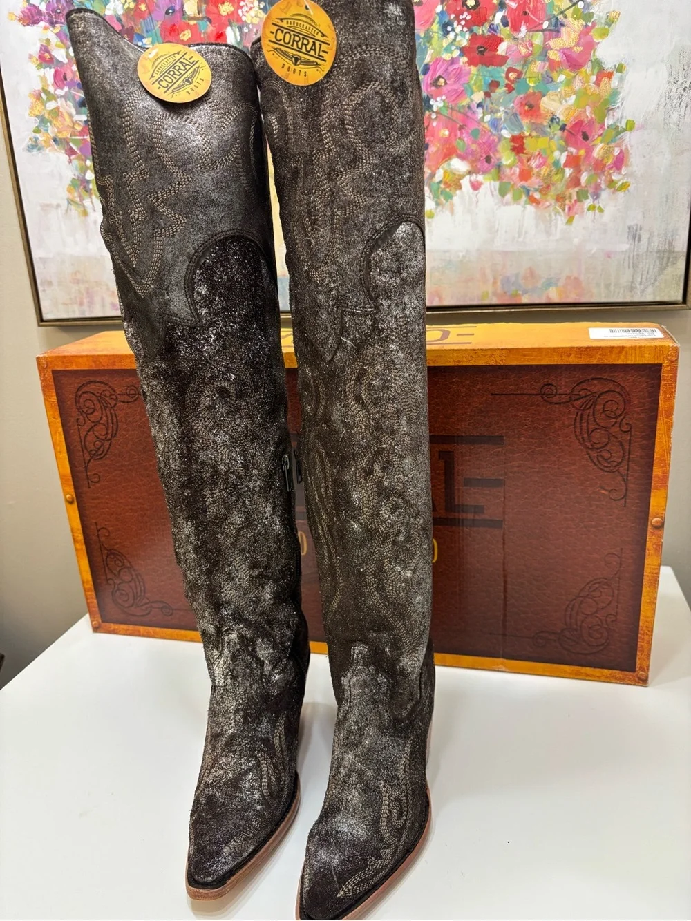 ✨ CORRAL BROWN-SILVER METALLIZED OVER-THE-KNEE BOOTS ✨ NWT